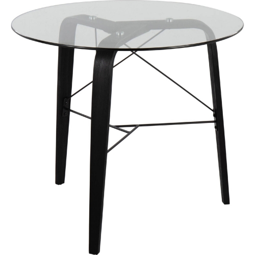 Trilogy 34" Round Dinette Table in Black Wood & Tempered Glass